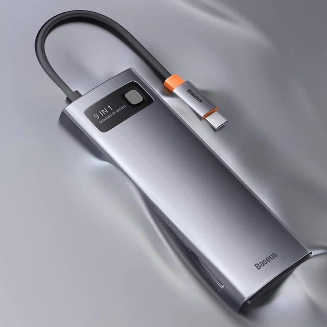 USB-хаб Baseus Metal Gleam Multifunctional 9-in-1 USB-C to 3xUSB-A/USB-C/2xHDMI/Ethernet/SD/TF Grey (WKWG060013)