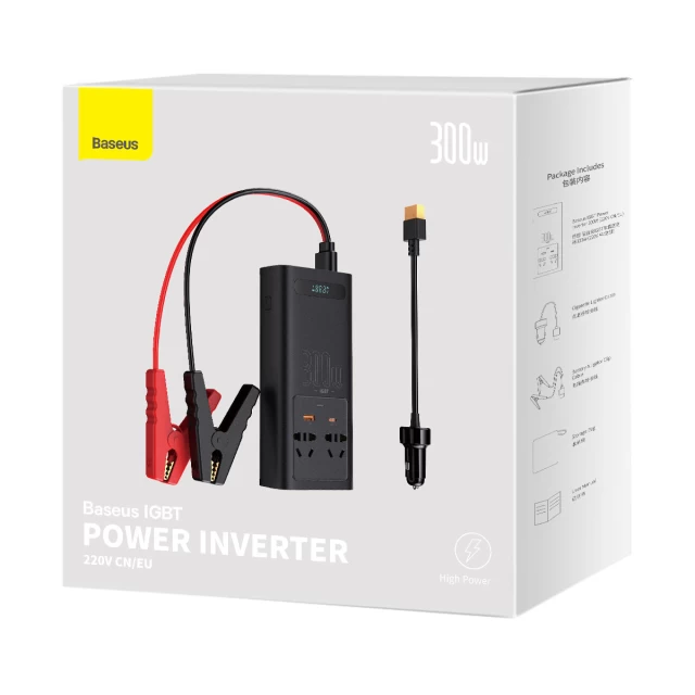 Автомобильный инвертор Baseus IGBT Power Inverter 300W 220V CN/EU Black (CGNB010101)