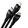 Кабель Baseus Flash Series II One-for-three Fast Charging Data Cable 100W USB - USB Typ C / Lightning / micro USB 1.2m Black (CASS030001)