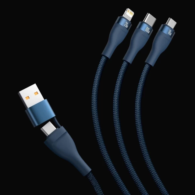 Кабель Baseus Flash 2 USB-A/USB-C to USB-C/Lightning/Micro-USB 1.2m Blue (CASS030103)