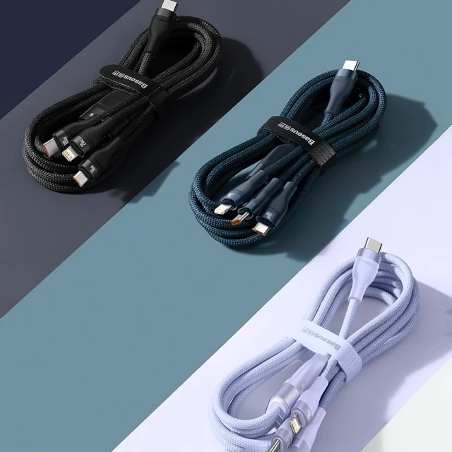 Кабель Baseus Flash 2 USB-A/USB-C to USB-C/Lightning/Micro-USB 1.5m Blue (CASS030203)