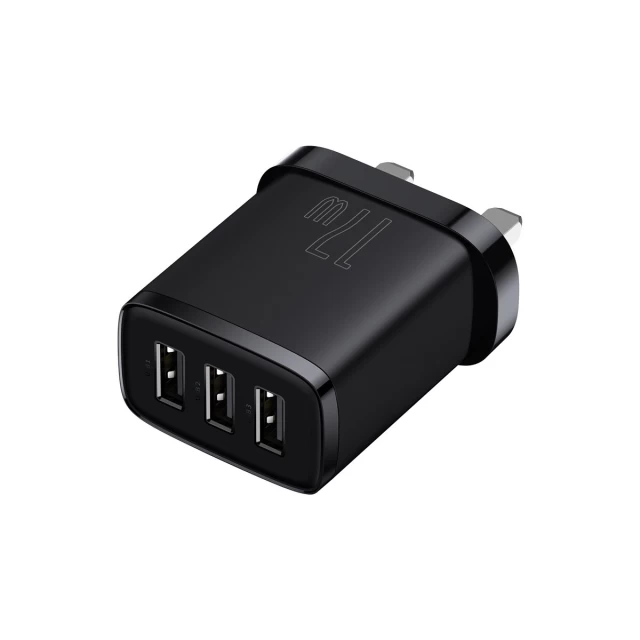 Сетевое зарядное устройство Baseus Compact UK 17W 3xUSB-A Black (CCXJ020301)
