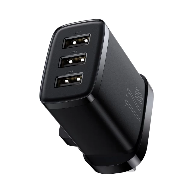 Мережевий зарядний пристрій Baseus Compact UK 17W 3xUSB-A Black (CCXJ020301)