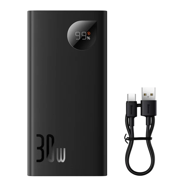 Портативний зарядний пристрій Baseus Adaman 2 Digital Display Fast Charge 10000 mAh 30W with USB-A to USB-C Cable Black (PPAD040001)