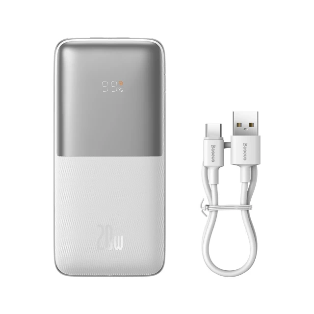 Портативное зарядное устройство Baseus Bipow Pro 10000 mAh 20W with USB-A to USB-C 0.3m Cable White (PPBD040102)