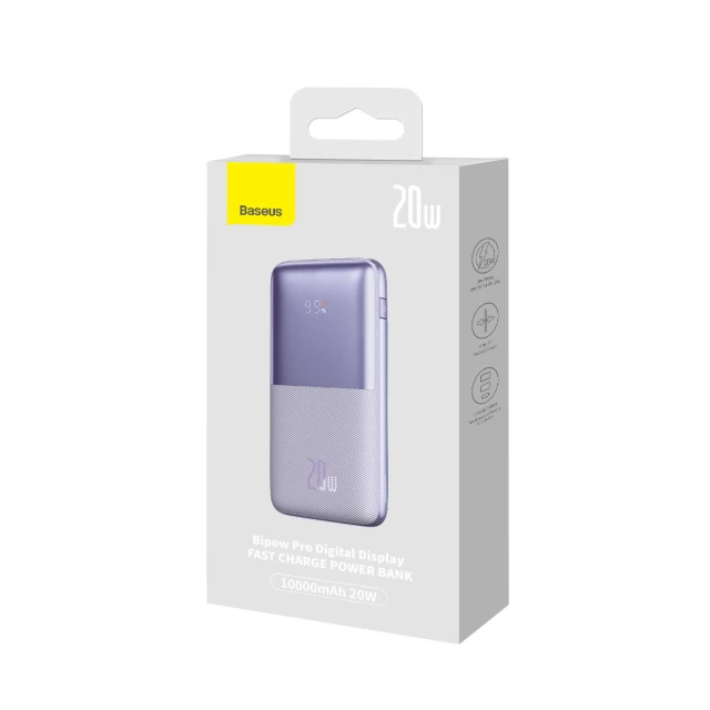 Портативний зарядний пристрій Baseus Bipow Pro 10000 mAh 20W with USB-A to USB-C 0.3m Cable Purple (PPBD040105)