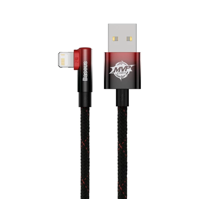 Кабель Baseus MVP 2 Elbow-shaped Data Cable Fast Charging 2.4A USB to Lightning 1m Black/Red (CAVP000020)