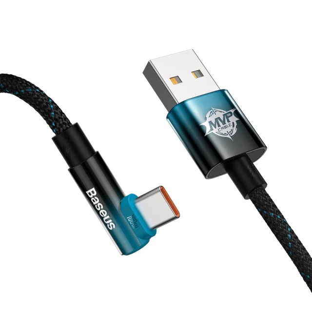 Кабель Baseus MVP 2 Elbow-shaped Data Cable 5A USB to Type-C 2m Blue (CAVP000521)