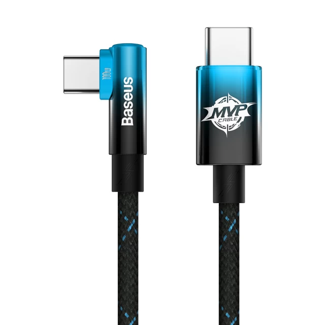 Кабель Baseus MVP Elbow USB-C to USB-C 1m Black/Blue (CAVP000621)