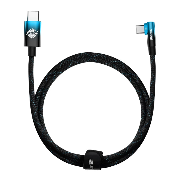 Кабель Baseus MVP Elbow USB-C to USB-C 1m Black/Blue (CAVP000621)