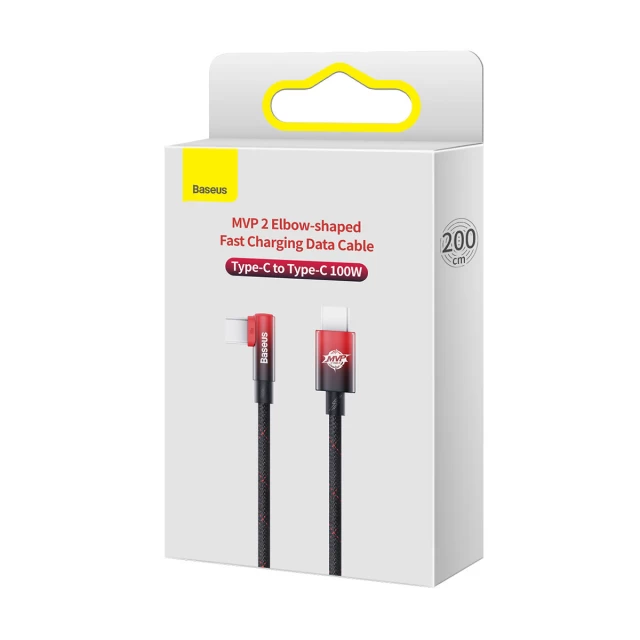 Кабель Baseus MVP Elbow USB-C to USB-C 2m Black/Red (CAVP000620)