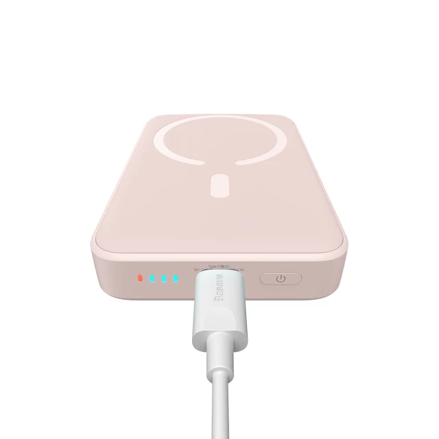 Портативное зарядное устройство Baseus Magnetic Mini Fast Charging 20W 10000 mAh Pink with USB-C to USB-C Cable White (PPCX030004)