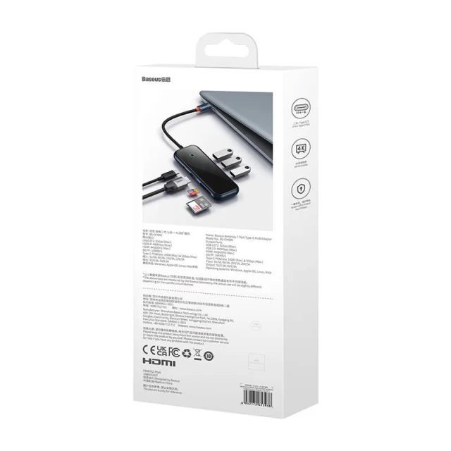 USB-хаб Baseus 7-in-1 AcmeJoy USB-C to 2x USB-A 3.0 | USB-A 2.0 | HDMI | USB-C PD | SD/TF Gray (WKJZ010413)