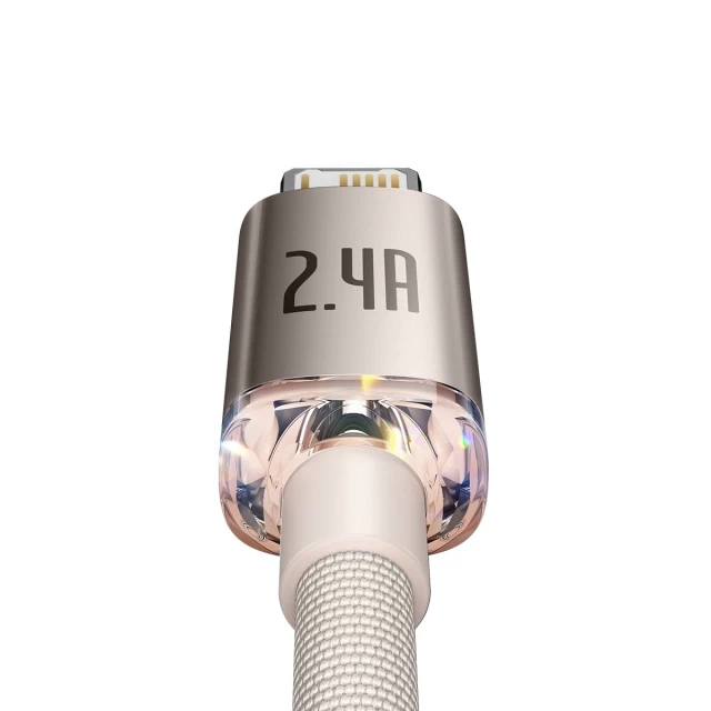 Кабель Baseus Crystal Shine Series Fast Charging 20W 2.4A USB to Lightning 2m Pink (CAJY001204)
