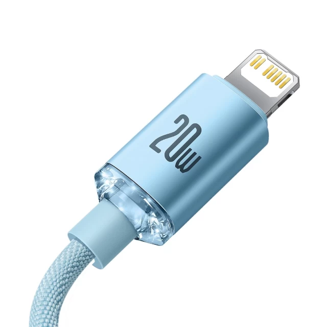 Кабель Baseus Crystal Shine Series Fast Charging 20W 2.4A USB Type-C to Lightning 1.2m Blue (CAJY001303)