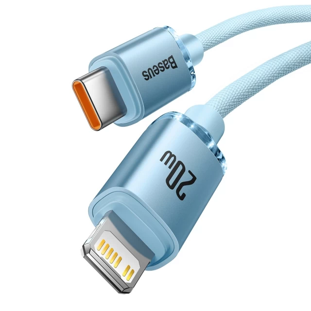 Кабель Baseus Crystal Shine Series Fast Charging 20W 2.4A USB Type-C to Lightning 2m Blue (CAJY001403)