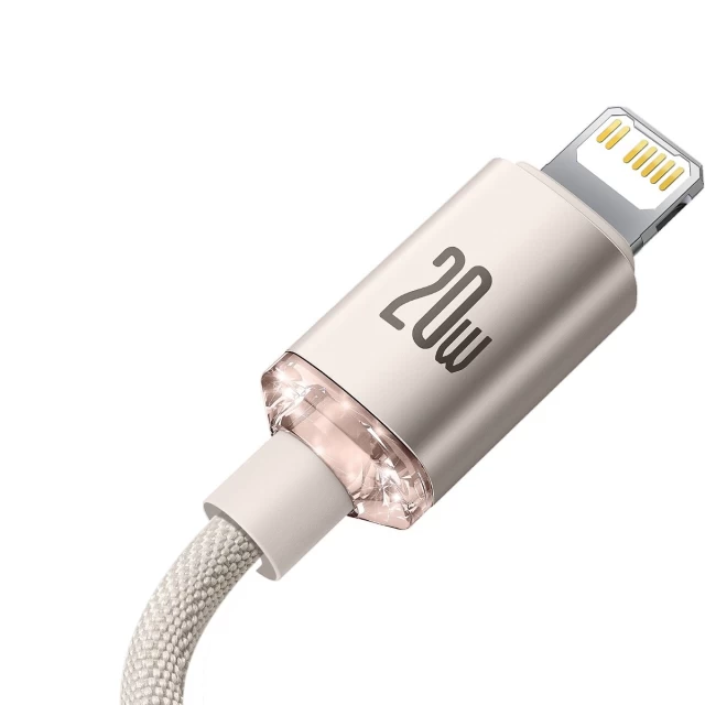 Кабель Baseus Crystal Shine Series Fast Charging 20W 2.4A USB Type-C to Lightning 2m Pink (CAJY001404)