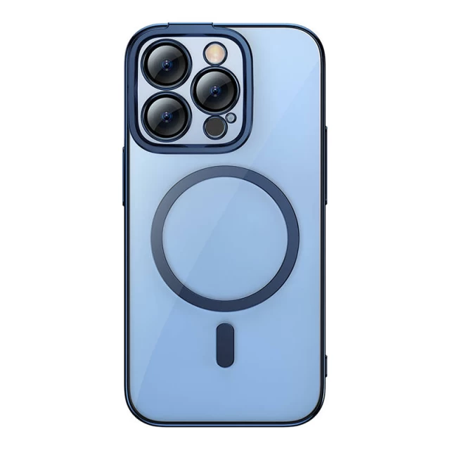Чехол и защитное стекло Baseus Glitter для iPhone 14 Pro Blue with MagSafe (ARMC010503)