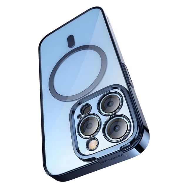 Чохол і захисне скло Baseus Glitter для iPhone 14 Pro Blue with MagSafe (ARMC010503)