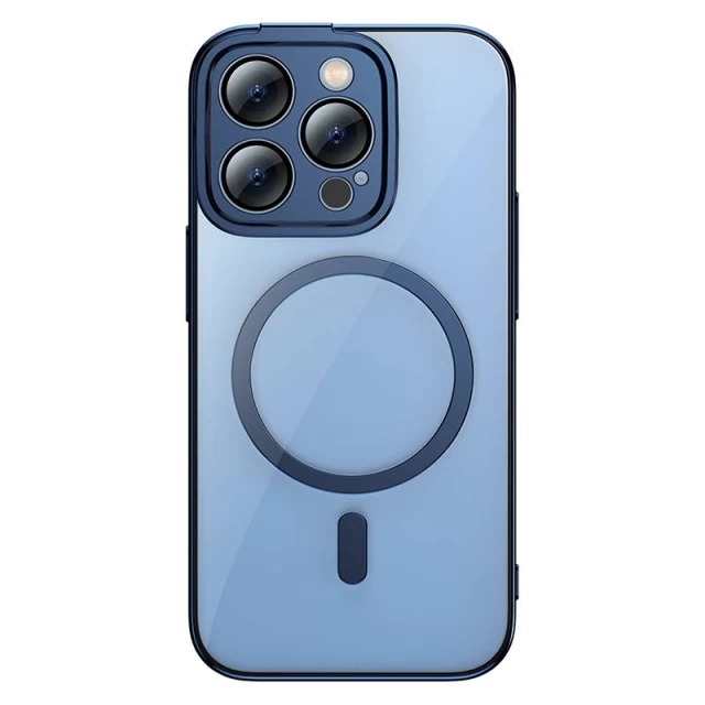 Чохол і захисне скло Baseus Glitter для iPhone 14 Pro Max Blue with MagSafe (ARMC010703)