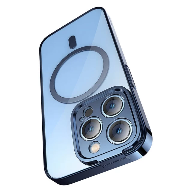 Чохол і захисне скло Baseus Glitter для iPhone 14 Pro Max Blue with MagSafe (ARMC010703)