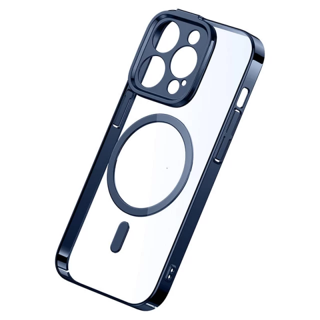 Чехол и защитное стекло Baseus Glitter для iPhone 14 Pro Max Blue with MagSafe (ARMC010703)