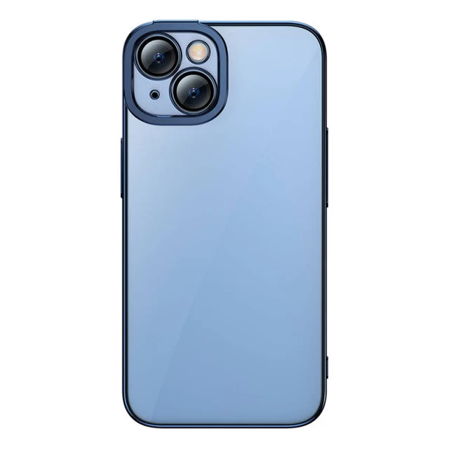 Чохол і захисне скло Baseus Glitter для iPhone 14 Plus Blue (ARMC021403)