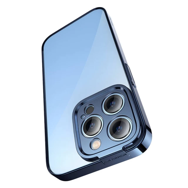 Чехол и защитное стекло Baseus Glitter для iPhone 14 Pro Max Blue (ARMC021503)