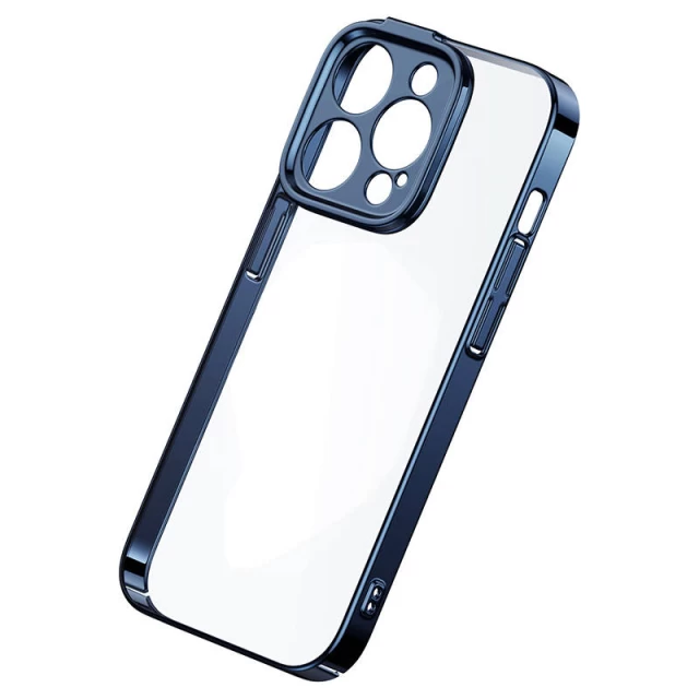 Чехол и защитное стекло Baseus Glitter для iPhone 14 Pro Max Blue (ARMC021503)