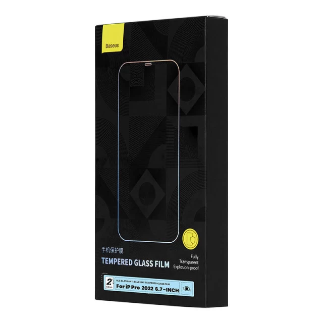 Захисне скло Baseus Anti-blue Light 0.3mm для iPhone 14 Pro Max (2 pack) (SGBL080302)