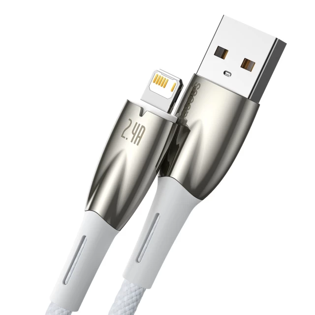 Кабель Baseus Glimmer Series Fast Charge USB-A to Lightning 2m White (CADH000302)
