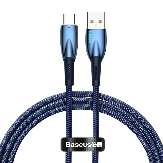 Кабель Baseus Glimmer Series Fast Charging USB-A to USB-C 100W 1m Blue (CADH000403)