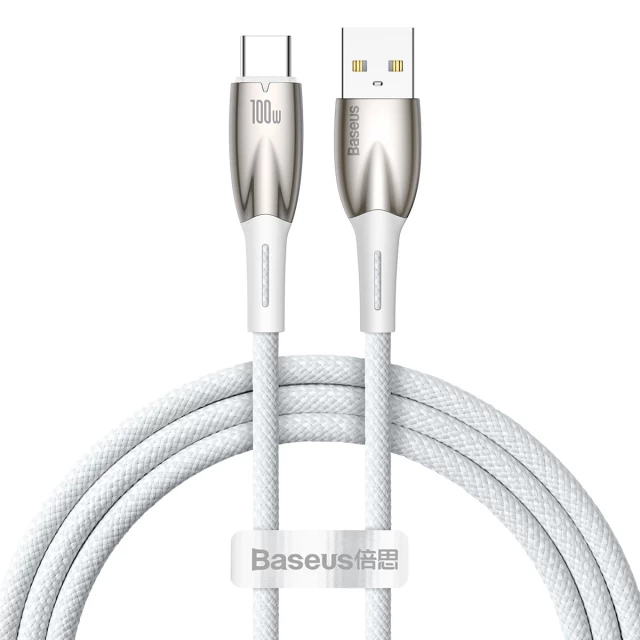 Кабель Baseus Glimmer Series Fast Charging USB-A to USB-C 100W 1m White (CADH000402)