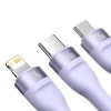 Кабель Baseus Flash Series II 3-in-1 Fast Charging USB-A to USB-C/Lightning/microUSB 66W 1.2m Purple (CASS040005)