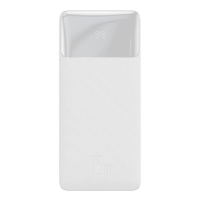 Портативний зарядний пристрій Baseus Bipow Digital Display 10000 mAh 15W with USB-A to Micro-USB 0.25m Cable White (PPBD050002)