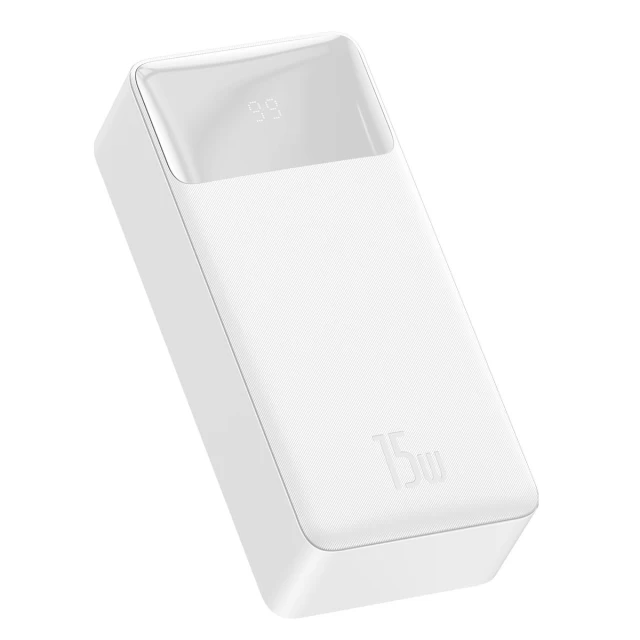 Портативний зарядний пристрій Baseus Bipow Digital Display 30000 mAh 15W with USB-A to Micro-USB 0.25m Cable White (PPBD050202)