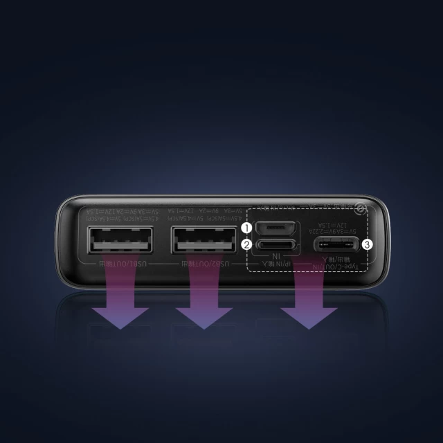 Портативное зарядное устройство Baseus Adaman Fast Charging 22.5W 20000mAh with USB-A to USB-C Cable Black (PPAD070101)