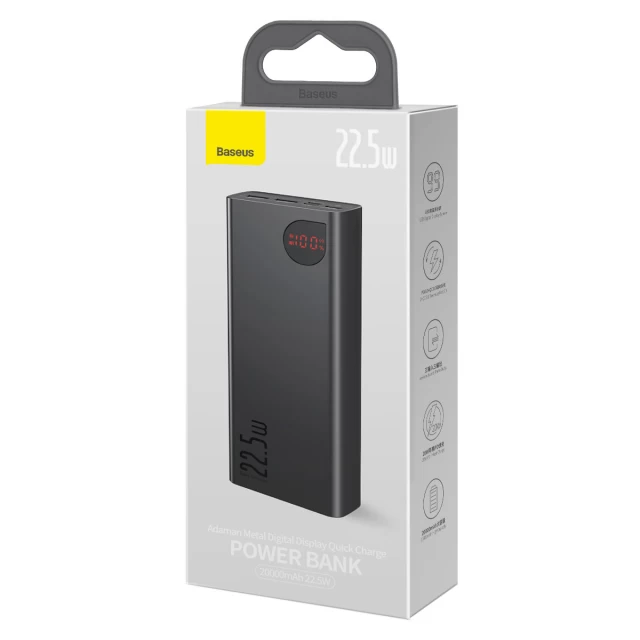 Портативний зарядний пристрій Baseus Adaman Fast Charging 22.5W 20000mAh with USB-A to USB-C Cable Black (PPAD070101)
