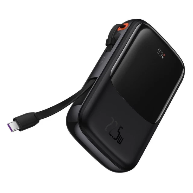 Портативний зарядний пристрій Baseus Qpow Digital Display Fast Charging 22.5W 10000mAh with USB-C Cable Black (PPQD060101)