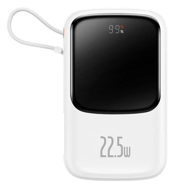 Портативное зарядное устройство Baseus Qpow Digital Display Fast Charging 22.5W 10000mAh with USB-C Cable White (PPQD060102)
