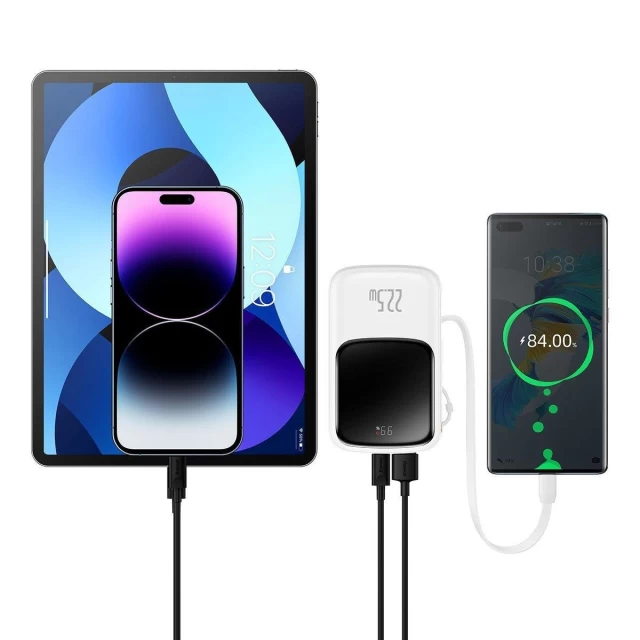 Портативний зарядний пристрій Baseus Qpow Digital Display Fast Charging 22.5W 10000mAh with USB-C Cable White (PPQD060102)