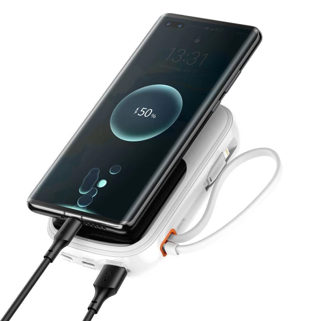 Портативний зарядний пристрій Baseus Qpow Digital Display Fast Charging 22.5W 10000mAh with USB-C Cable White (PPQD060102)