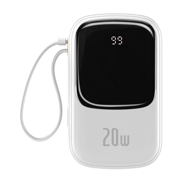 Портативное зарядное устройство Baseus Qpow Digital Display Fast Charging 20W 20000mAh with Lighting Cable White (PPQD060202)