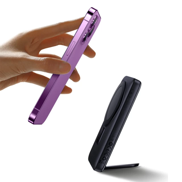 Портативное зарядное устройство Baseus Magnetic Bracket Wireless Fast Charge 10000mAh 20W Purple with USB-C to USB-C Cable with MagSafe (PPCX080005)