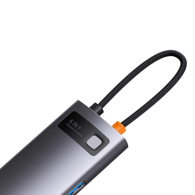 USB-хаб Baseus StarJoy 6-in-1 USB-C to 3xUSB-A/HDMI/USB-C/Ethernet Grey (WKWG080013)