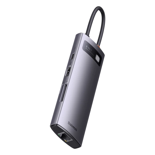 USB-хаб Baseus StarJoy 8-in-1 USB-C to 3xUSB-A/HDMI/USB-C/Ethernet/SD/TF Grey (WKWG080113)
