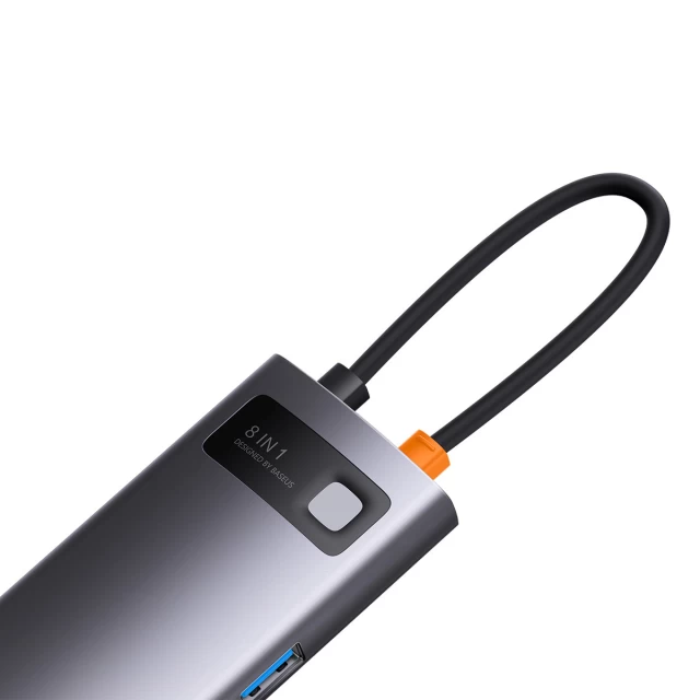 USB-хаб Baseus StarJoy 8-in-1 USB-C to 3xUSB-A/HDMI/USB-C/Ethernet/SD/TF Grey (WKWG080113)