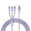 Кабель Baseus StarSpeed 3-in-1 Fast Charging USB-A to USB-C/Lightning/microUSB 1.2m Purple (CAXS000005)