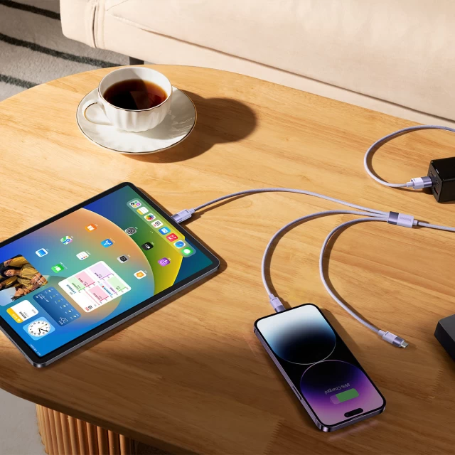 Кабель Baseus StarSpeed 3-in-1 Fast Charging USB-A to USB-C/Lightning/microUSB 1.2m Purple (CAXS000005)