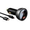 Автомобільний зарядний пристрій Baseus Digital Display Fast Charger USB-A/USB-C 140W with USB-C to USB-C Cable Black (CGZX070001)